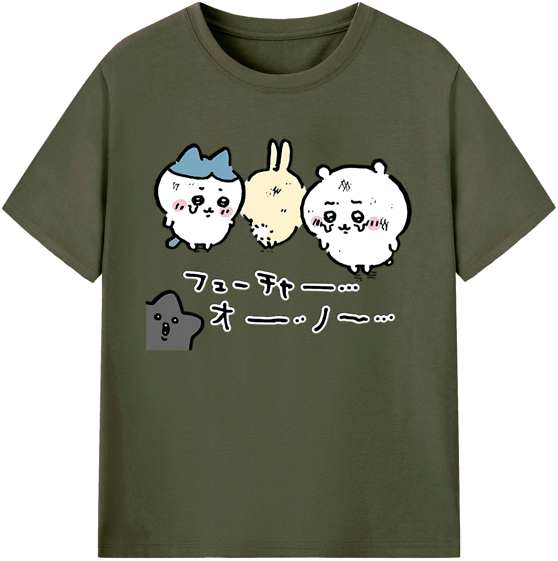 （画像用） ちいかわ ハチワレ Chii-kawa hachiware 綿100％ メンズ半袖Tシャツ｜肌触りやわらか＆通気性